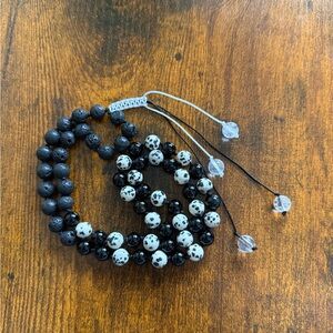 Black and White lava rock Mala